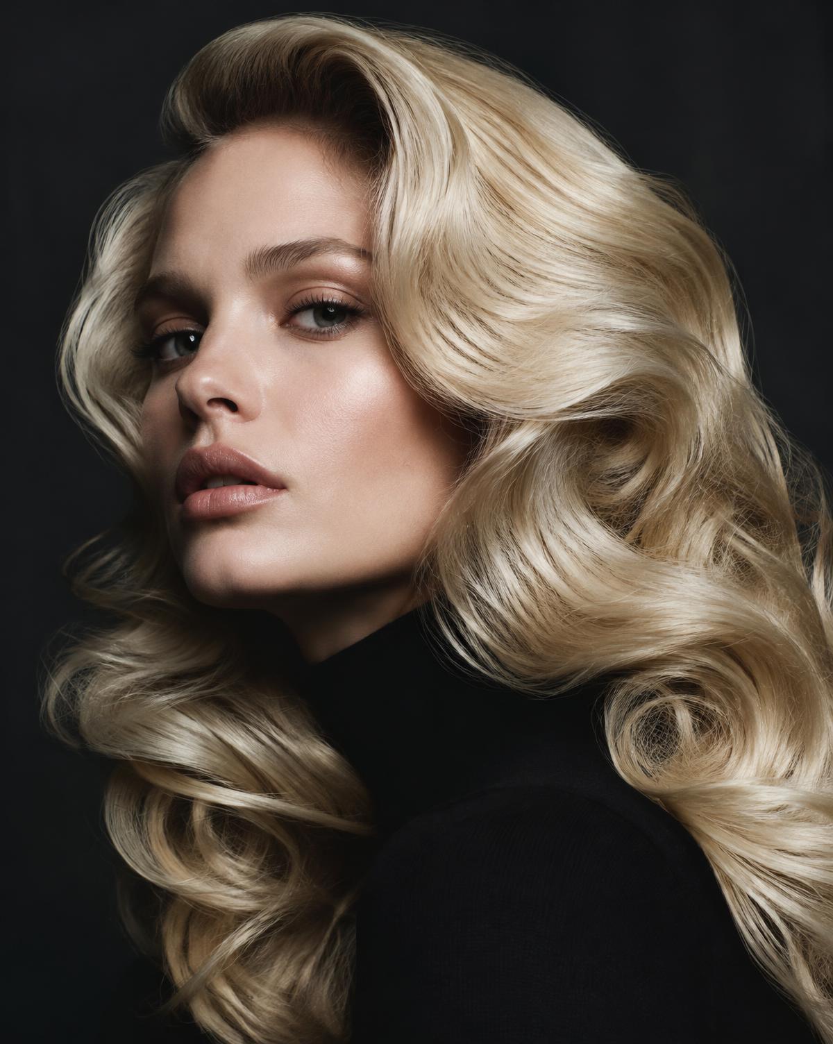 Blonde sculptural waves in a fashion portrait